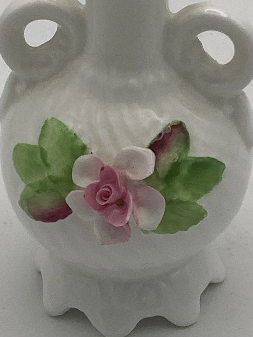 Coalport England Miniature Bone China Bud Vase with 3D Rose Accents